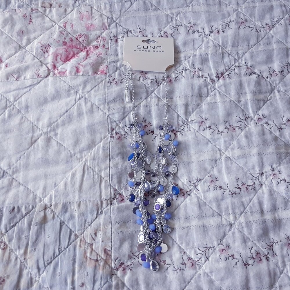NWT SUNG Alfred Sung Blue + Silver Necklace